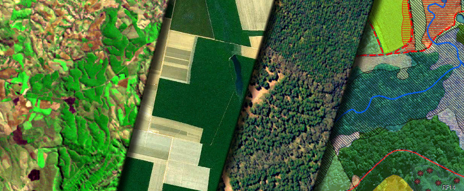 Composição de imagens de território, agricultura e mapas temáticos
